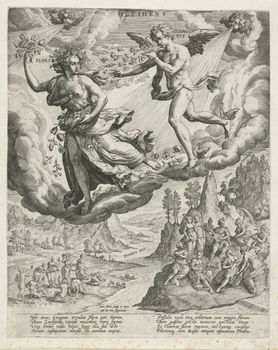 vestavind Occidens (tittel på objekt) The Four Winds (serietittel) av Johann Sadeler (I)