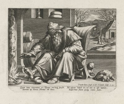 Vinter Hyems (tittel på objekt) The Four Seasons (serietittel) av Johann Sadeler (I)