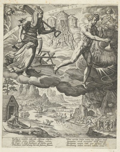 sørlig vind Meridies (tittel på objekt) The Four Winds (serietittel) av Johann Sadeler (I)