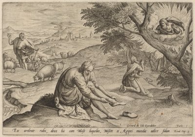 Gud som viser seg for Moses, 1585. av Johann Sadeler I