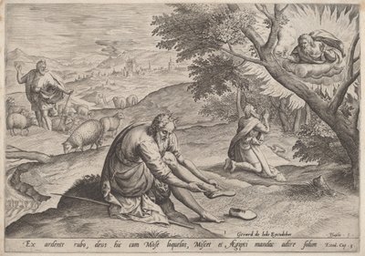 Gud som viser seg for Moses, 1585. av Johann Sadeler I