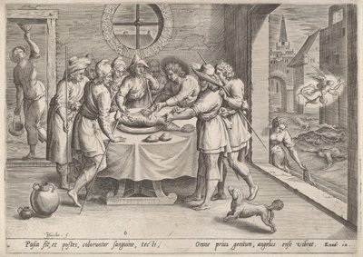Forberedelse til påsken, ca. 1585. av Johann Sadeler I