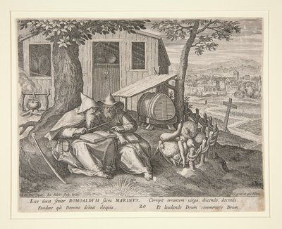 De hellige Romuald og Marinus (fra Oraculum Anachoreticum, 20) av Johann Sadeler I
