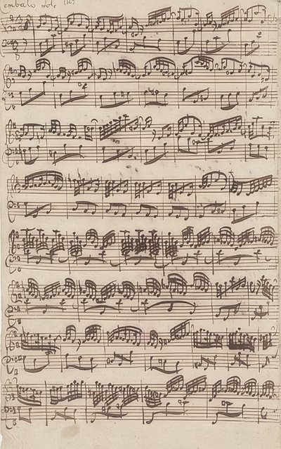 Allegro (cembalo-solo) fra første versjon av Sonate nr. 6 i G-dur for fiolin og cembalo obbligato. 1725 av Johann Sebastian Bach