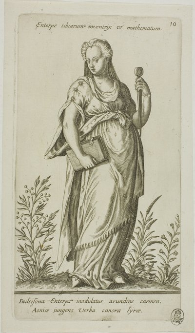 Euterpe, Muse of Music, plate 10 fra Parnassus Biceps av Johann Theodor de Bry