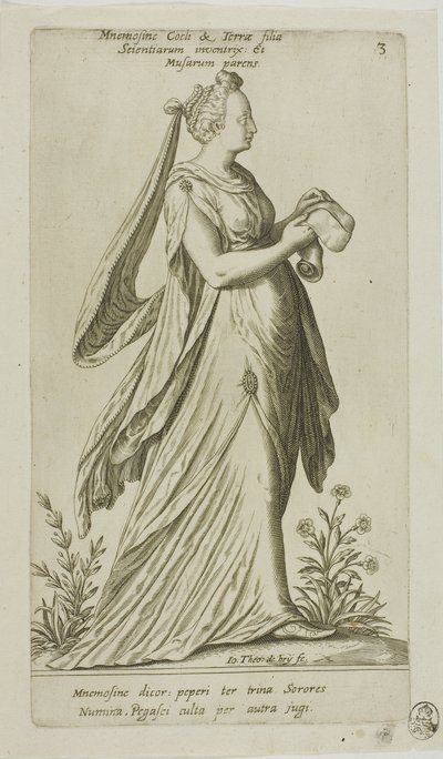 Mnemosine (Memory), plate 3 fra Parnassus Biceps av Johann Theodor de Bry