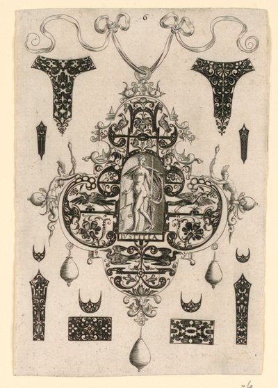 Plate 6, fra en serie på åtte anhengsdesign med kardinaldydene av Johann Theodor de Bry