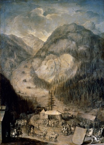 Charles VI, den hellige romerske keiseren, inspiserer drapet på gemsehjort i Eisenerz av Johann Veit Hauck