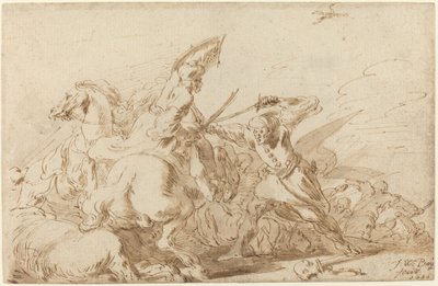 Et slag mellom orientalsk kavaleri og soldater, 1636. av Johann Wilhelm Baur