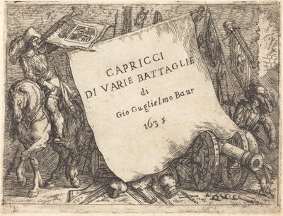 Capriser av forskjellige kamper (tittelside) av Johann Wilhelm Baur