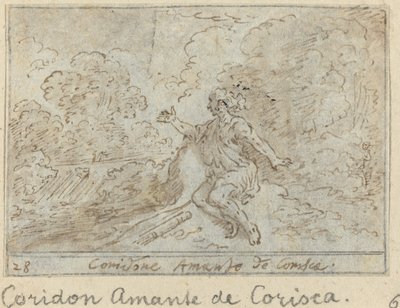 Coridone, elsker av Corisca, 1640. av Johann Wilhelm Baur