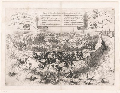 Slaget ved Oosterweel, 1567 Pugna ad Osteruelam, Margarita Parmensi Gubernatrice. 1567 (tittel på objekt) av Johann Wilhelm Baur