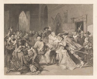 Jean de Jaureguis angrep på prins William I, 18. mars 1852 av Johann Wilhelm Kaiser (I)