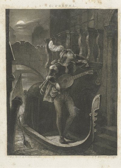 Gondol ved måneskinn av Johann Wilhelm Kaiser (I)