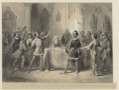 Hertug Willem forbinder med de nederlandske adelsmenn og byer av Johann Wilhelm Kaiser (I)
