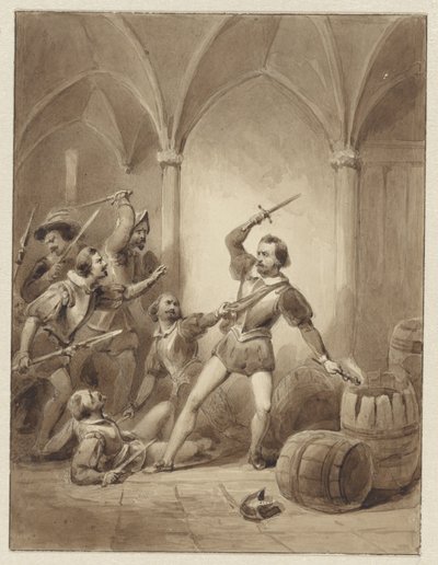 Herman de Ruyters fall ved Loevesteyn, 1570 av Johann Wilhelm Kaiser (I)
