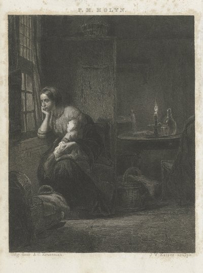 Kvinne med barn ved et vindu av Johann Wilhelm Kaiser (I)