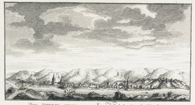 Utsikt over festningen Udinskoye, ca 1735 av Johann Wilhelm Lürsenius