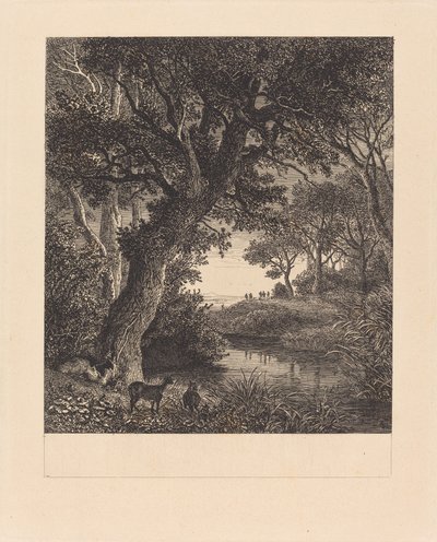 Jegere som forlater en skog av Johann Wilhelm Schirmer