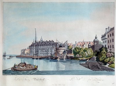 Utsikt over Düsseldorf før det franske bombardementet 6. oktober 1794, 1798. av Johann Ziegler