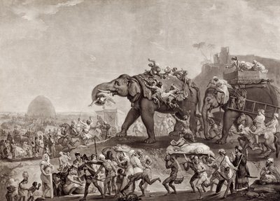 Hyderbecks ambassade til Calcutta, fra vesiren av Oude, via Patna, i år 1788, for å møte Lord Cornwallis, pub.c.1800 (mezzotint) av Johan Joseph Zoffany