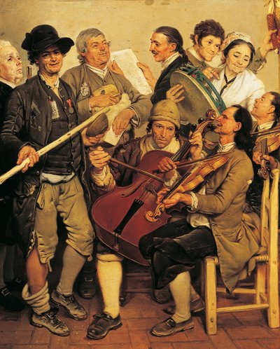 Scartocciata (musikere på festival for høsting av mais nær Parma), av Johann Zoffany (1733-1810) av Johann Zoffany