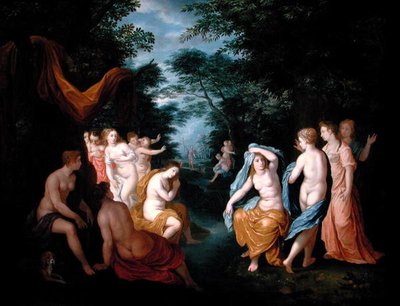 Diana og Acteon (olje på kobber) av Johann or Hans (attr.to) Konig