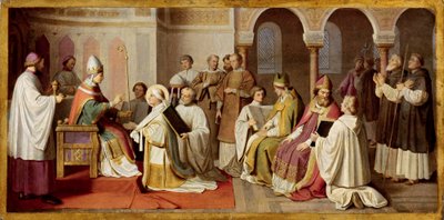 Bonifatius mottar den bispelige innvielsen fra paven av Johann von Schraudolph
