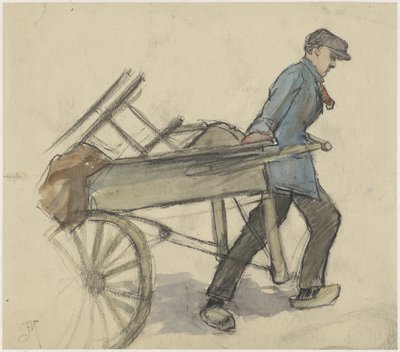 Mann som trekker en vogn av Johannes Abraham Mondt