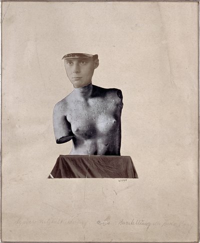 Pastisj med representasjon av Dadaiste-kunstneren Collage av Johannes Baargeld (1881-1927) 1920 Privat samling av Johannes Baargeld
