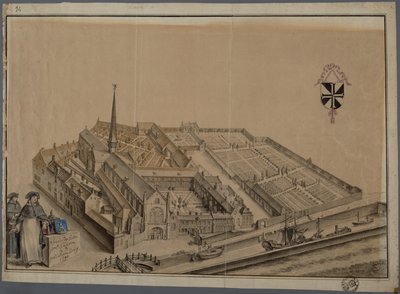Predikheren-klosteret i Brugge (akvarell og blyant på papir) av Johannes Beerblock