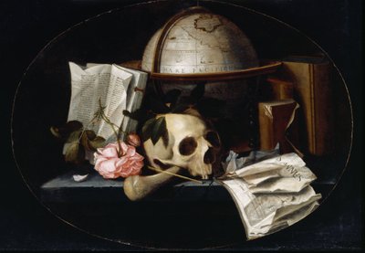 Vanitas Still Life, ca. 1655 (olje på eikepanel) av Johannes Borman