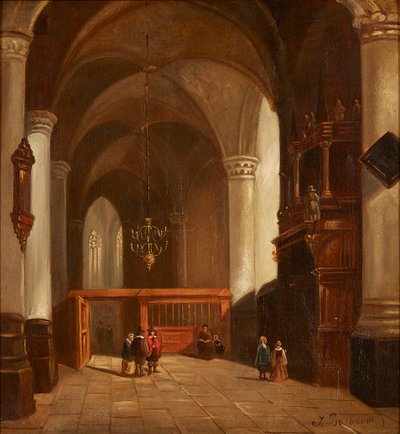 Kirkens interiør (olje på lerret) av Johannes Bosboom