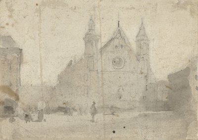 Utsikt over Ridderzaal ved Binnenhof av Johannes Bosboom