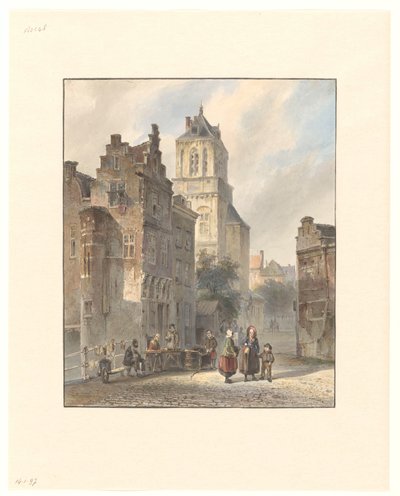 Utsikt over rådhuset i Delft av Johannes Bosboom