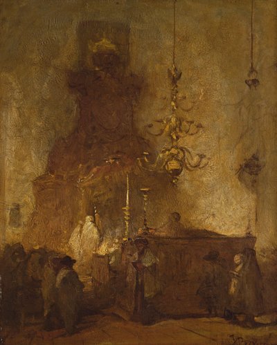 Interiør i en tysk synagoge i Haag, 1875-80 av Johannes Bosboom