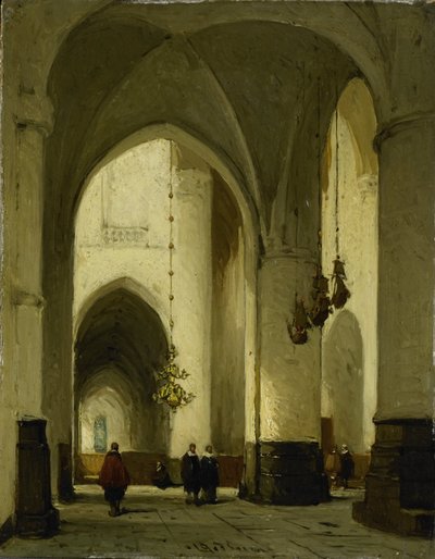 Interiør i kirken St Bavo i Haarlem av Johannes Bosboom