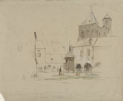 Studie av torget ved S. Maria im Kapitol i Köln av Johannes Bosboom