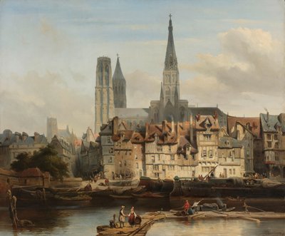 Quay de Paris i Rouen Paris-kaien i Rouen av Johannes Bosboom