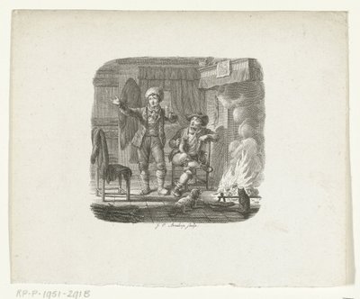 To menn snakker ved bålet av Johannes Christiaan Bendorp