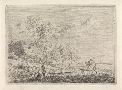 Landskap med vogn og to fiskere av Johannes Christiaan Janson