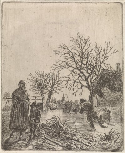 Landskap med skatere av Johannes Christiaan Janson
