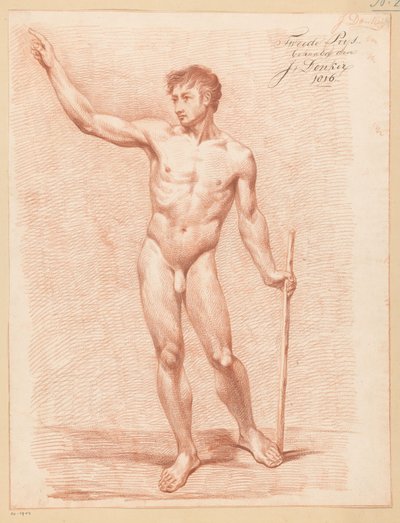 Stående naken mann, sett forfra (2. premie 1816) av Johannes Donker