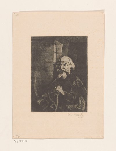 Gammel sittende mann av Johannes Driesch (signed by artist)