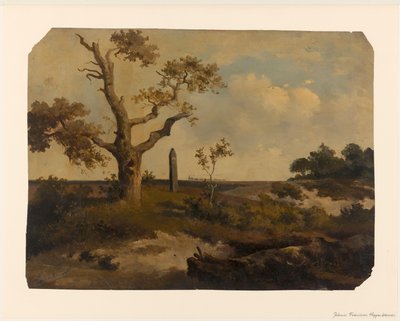 Landskap med tog foran av Johannes Franciscus Hoppenbrouwers (signed by artist)