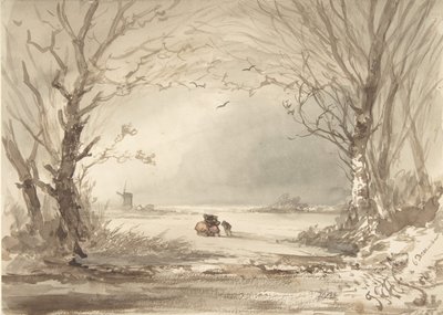 Et vinterlandskap, 1854. av Johannes Franciscus Hoppenbrouwers