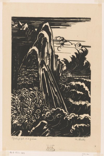Cyclops Mountains, Dutch New Guinea (original tittel på objekt) av Johannes Frederik Engelbert ten Klooster (signed by artist)