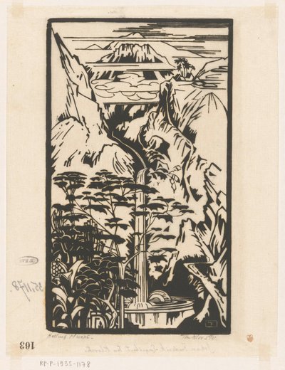 Helling Merapi (original tittel på objekt) av Johannes Frederik Engelbert ten Klooster (signed by artist)