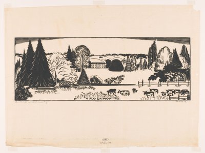 Landskap i Sør-Limburg (original tittel på objekt) Vroenhof (tittel på objekt) av Johannes Frederik Engelbert ten Klooster (signed by artist)