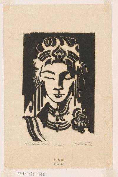 Niassche bruid (original tittel på objekt) av Johannes Frederik Engelbert ten Klooster (signed by artist)